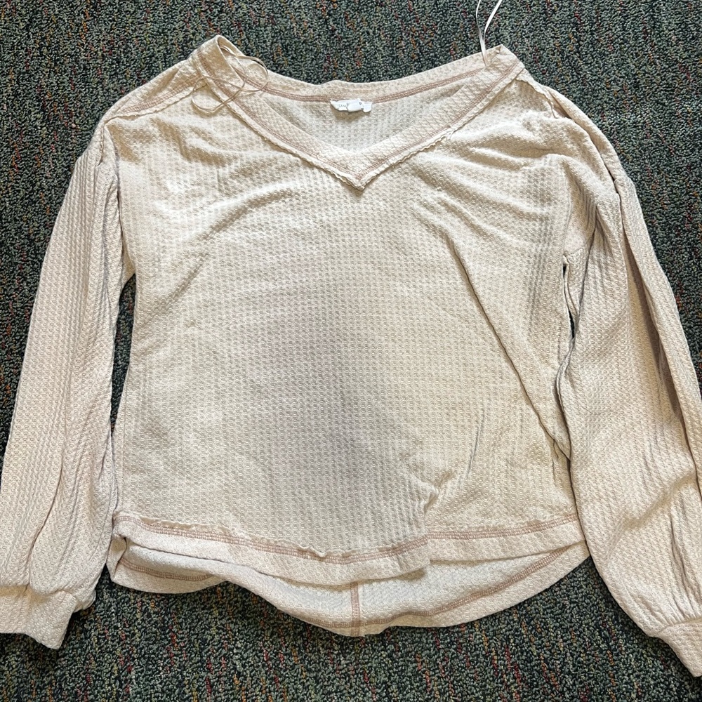 Women's Cream V-Neck Top